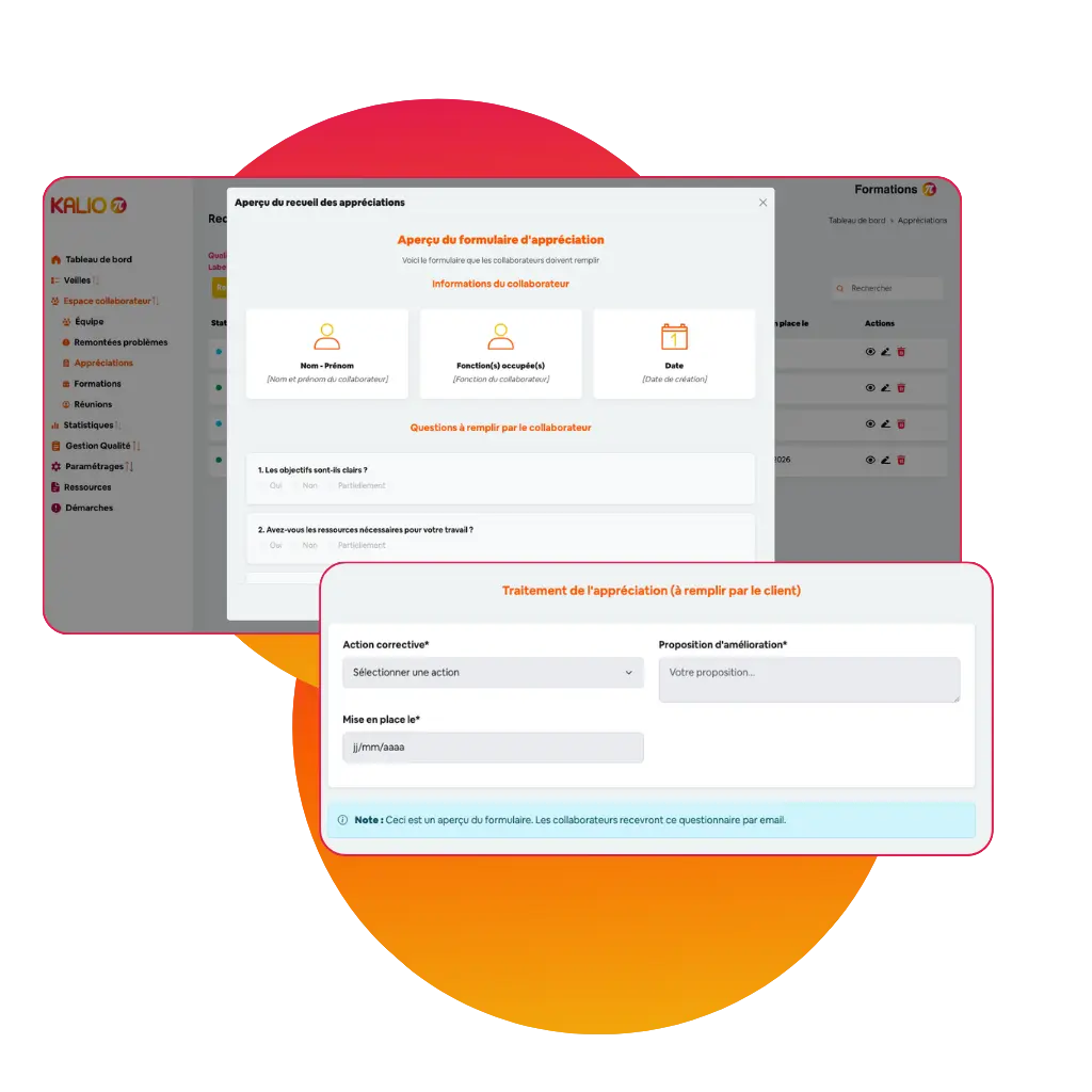Aperçu du recueil des appréciations en auto école