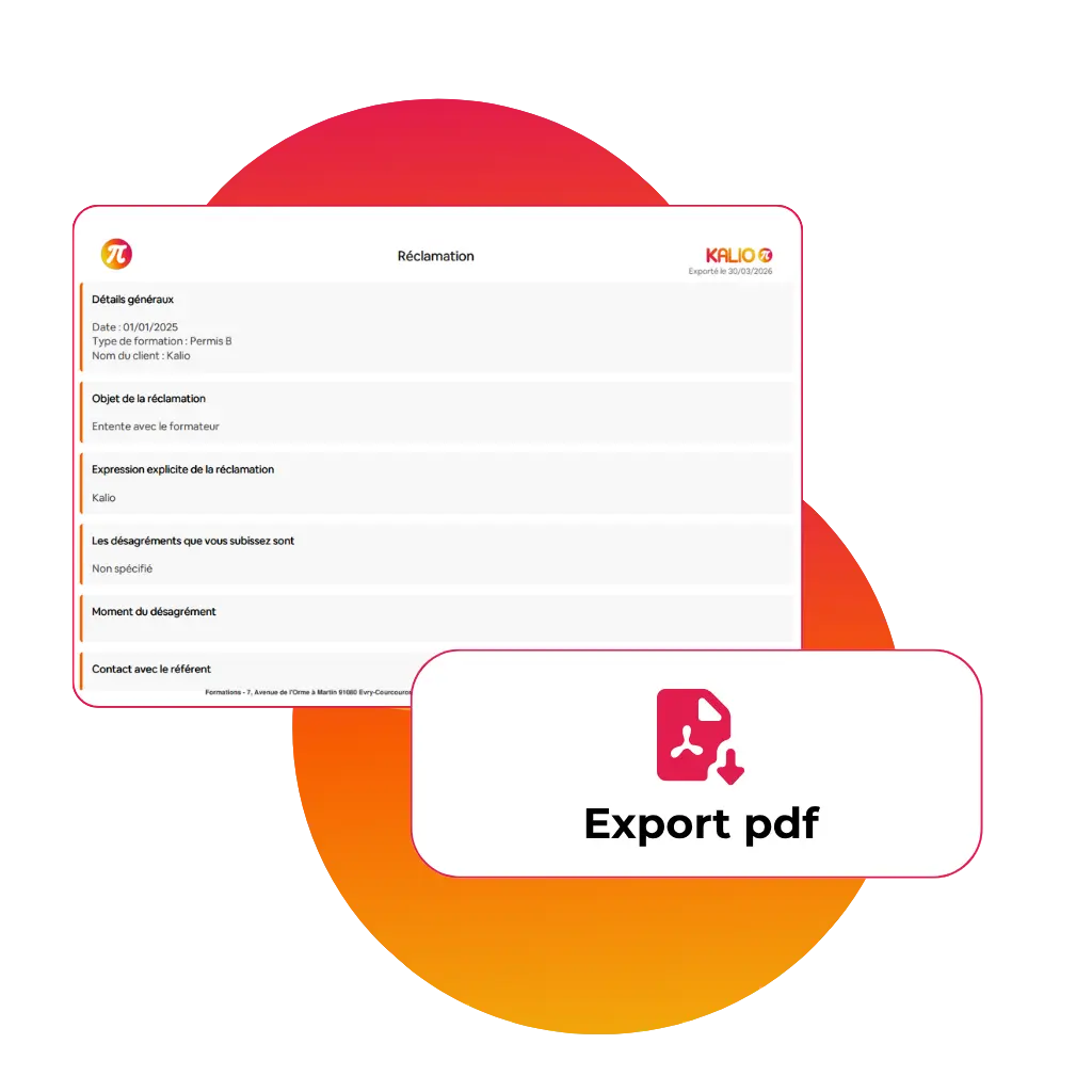 Réclamations - Suivi pour auto ecole