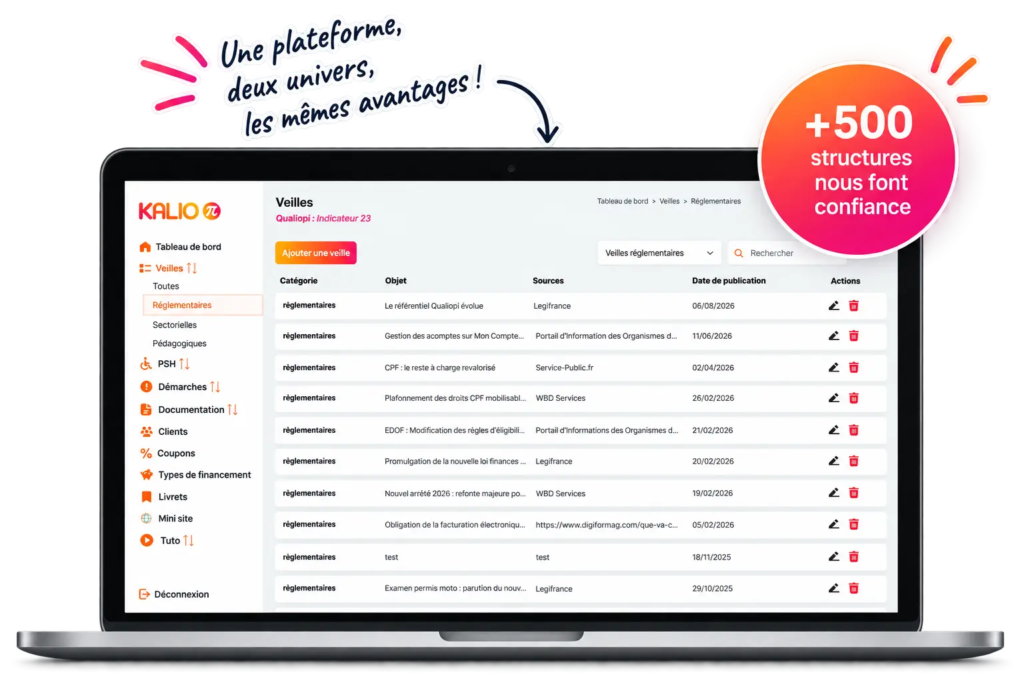 Kalio le logiciel pour les organismes de formation et les auto-écoles